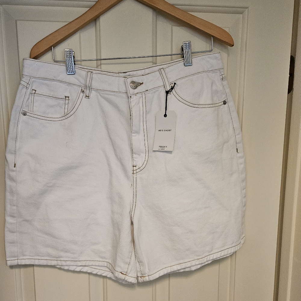 Forever 21 White Denim 90's Shorts